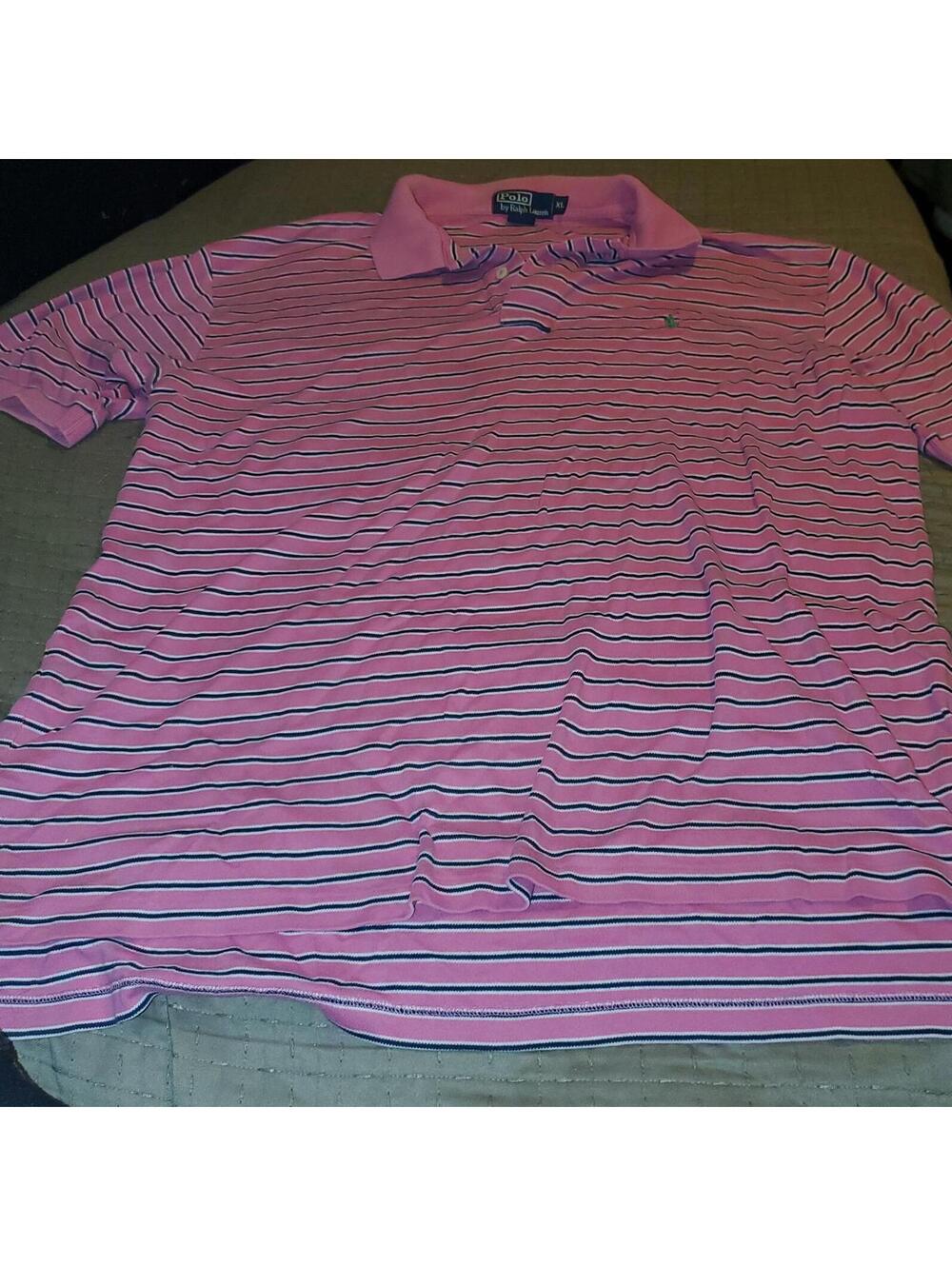 POLO RALPH LAUREN Men’s Shirt SZ XL Pima Soft Touch Stripe Pink black Green Pony